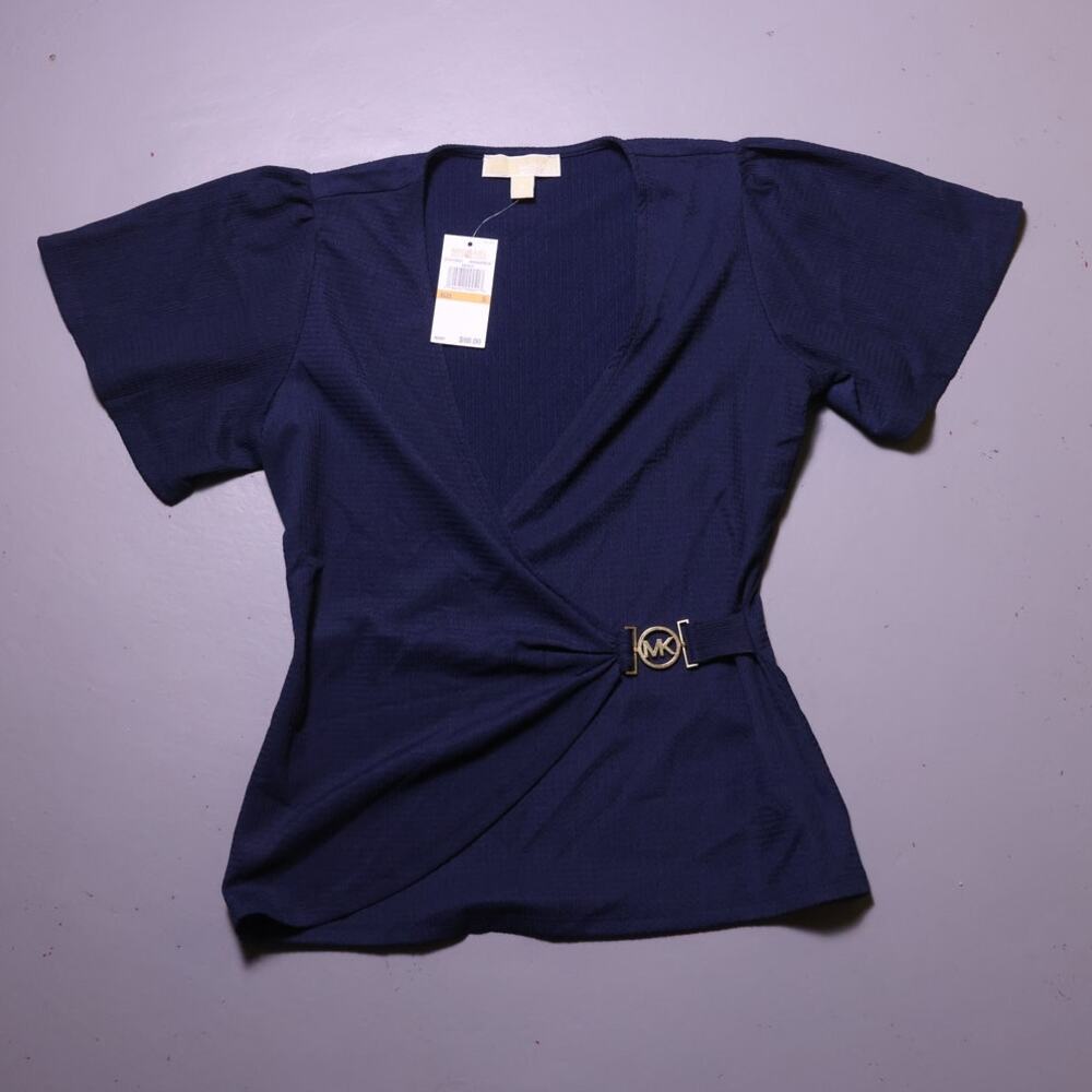 NWT Michael Kors Navy Blue Women's Wrap Blouse